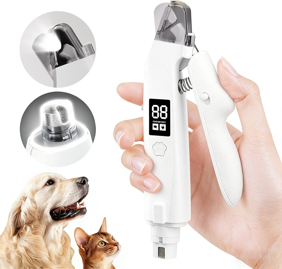 🐾PawCare Pro™ 2-in-1 Dog & Cat Nail Clipper & Grinder – LED, USB-C Rechargeable, Safety Lock ✂️✨