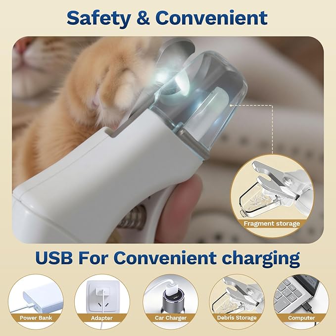 🐾PawCare Pro™ 2-in-1 Dog & Cat Nail Clipper & Grinder – LED, USB-C Rechargeable, Safety Lock ✂️✨